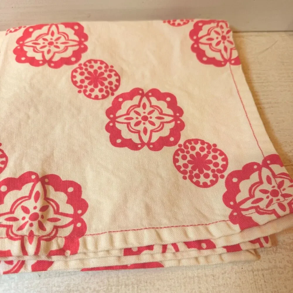 Anthropologie Dinner Napkins Floral Boho Beachy Geometric ~ Set of 4